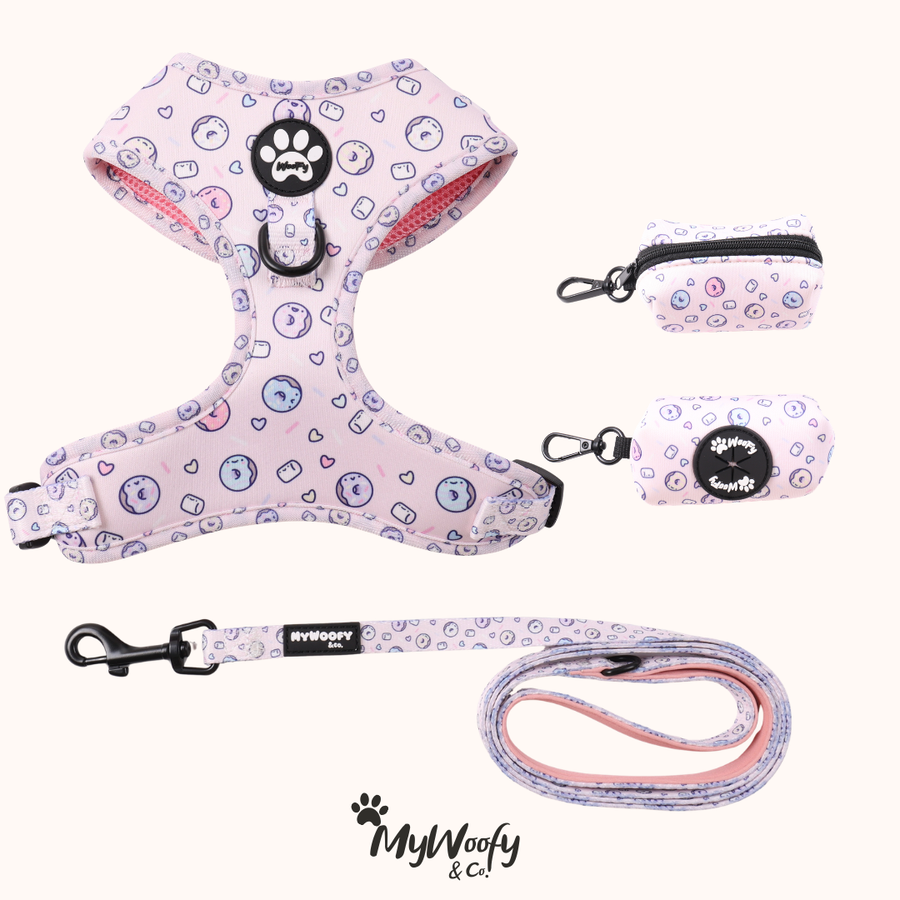Set Completo - Sweet Donut - Pettorina + Guinzaglio + Porta Sacchetti